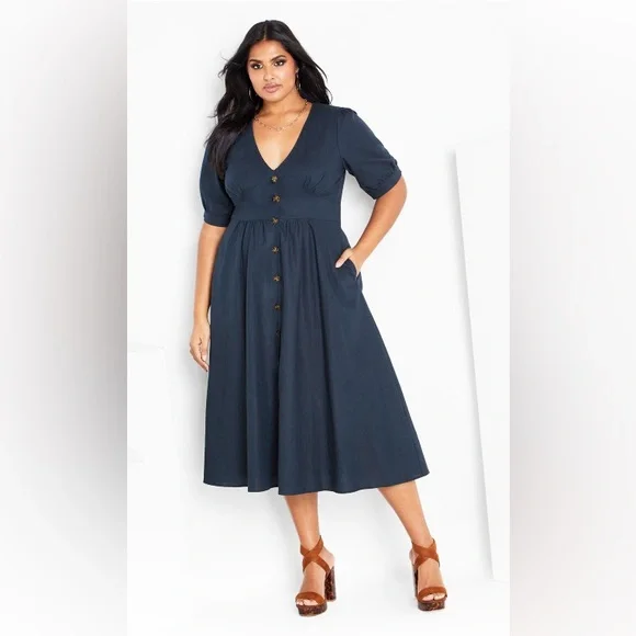city chic blue dress City Chic Blue Dress City Chic Navy Dress Plus Size Size 16 Navy Blue Dress City